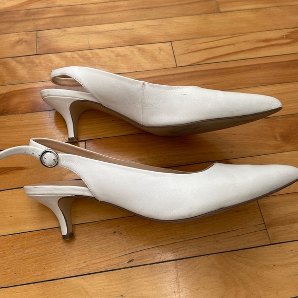 White leather slingback heels - Picture 4 of 5